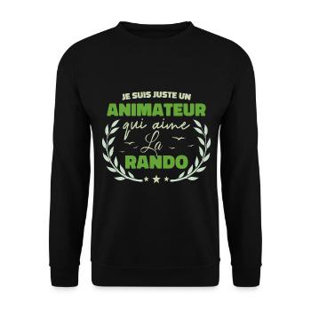 Fier d’être Animateur et Passionné de la Randonnée - Sweat-shirt Unisexe - noir - Devant - Alina (178cm) & Michal (187cm)