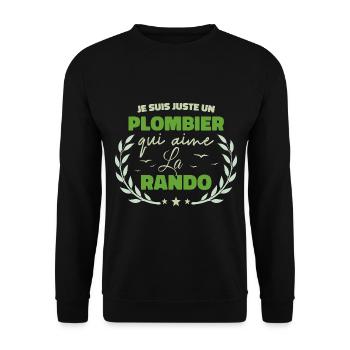 Fier d’être Plombier et Passionné de la Randonnée - Sweat-shirt Unisexe - noir - Devant - Alina (178cm) & Michal (187cm)