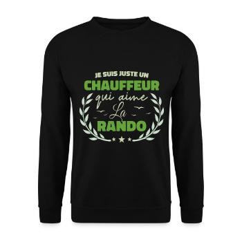 Fier d’être Chauffeur et Passionné de la Randonnée - Sweat-shirt Unisexe - noir - Devant - Alina (178cm) & Michal (187cm)