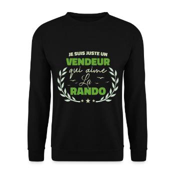 Fier d’être Vendeur et Passionné de la Randonnée - Sweat-shirt Unisexe - noir - Devant - Alina (178cm) & Michal (187cm)