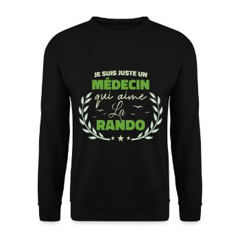 Fier d’être Médecin et Passionné de la Randonnée - Sweat-shirt Unisexe - noir - Devant - Alina (178cm) & Michal (187cm)