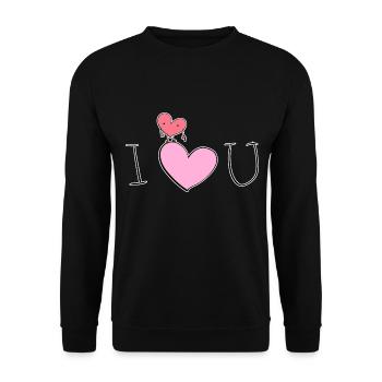 Je t’aime coeur dessin animé rose - Sweat-shirt Unisexe - noir - Devant - Alina (178cm) & Michal (187cm)