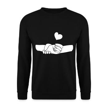 deux mains amour coeur symbole amour couple ensemble - Sweat-shirt Unisexe - noir - Devant - Alina (178cm) & Michal (187cm)