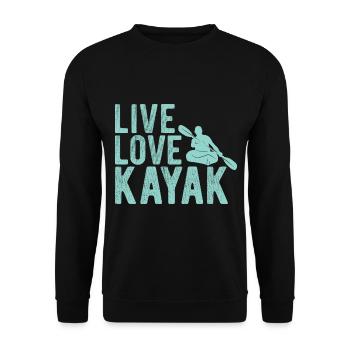 Paddel-Boot Kanu-Fahrer Für Kajak - Unisex Pullover - Schwarz - Vorne - Alina (178cm) & Michal (187cm)