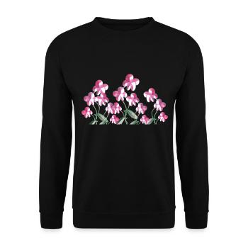 pinke blumen pflanzen blume - Unisex Pullover - Schwarz - Vorne - Alina (178cm) & Michal (187cm)