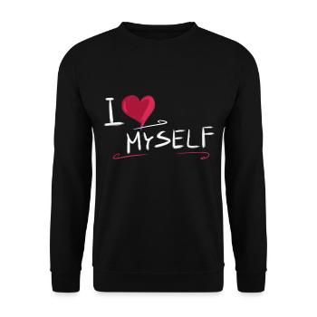 I love myself heart text saying - Unisex Sweatshirt - black - Front - Alina (178cm) & Michal (187cm)