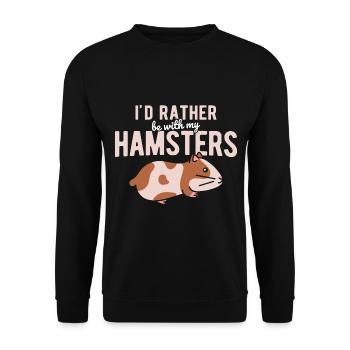 Nagetier Hamster - Unisex Pullover - Schwarz - Vorne - Alina (178cm) & Michal (187cm)