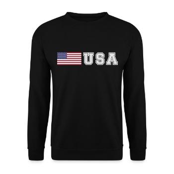 ÉQUIPE États-Unis Drapeau américain devant la police de caractères - Sweat-shirt Unisexe - noir - Devant - Alina (178cm) & Michal (187cm)