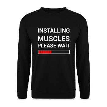 Installing Muscles Please Wait Muskeln Gym Fitness - Unisex Pullover - Schwarz - Vorne - Alina (178cm) & Michal (187cm)