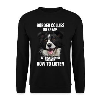 Border Collies sprechen aber nur zu den Besonderen - Unisex Pullover - Schwarz - Vorne - Alina (178cm) & Michal (187cm)