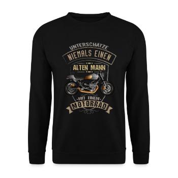 Old man motorcycle cool motorcyclist saying - Unisex Sweatshirt - black - Front - Alina (178cm) & Michal (187cm)