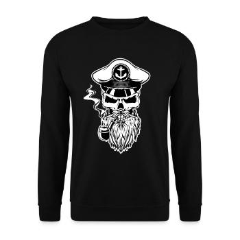 Bearded Captain Smokes Whistle - Skull Anchor - Unisex Sweatshirt - black - Front - Alina (178cm) & Michal (187cm)