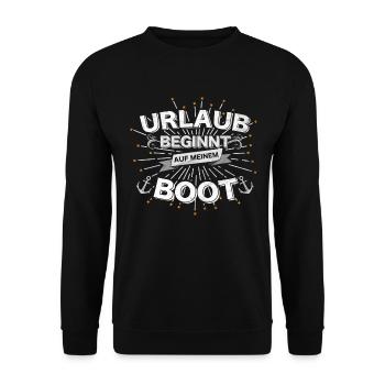 Mein Boot Urlaub - Unisex Pullover - Schwarz - Vorne - Alina (178cm) & Michal (187cm)