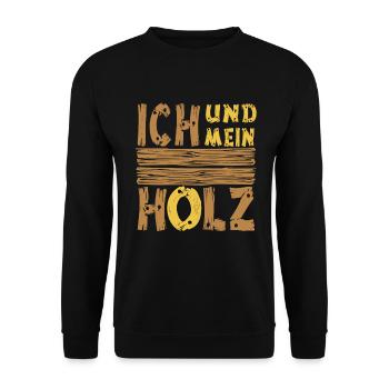 Ich und mein Holz - Unisex Pullover - Schwarz - Vorne - Alina (178cm) & Michal (187cm)