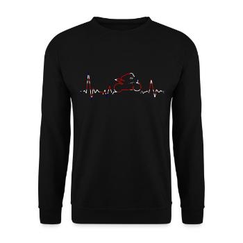 Heartbeat Motorcycle Union Jack ECG pulse - Unisex Sweatshirt - black - Front - Alina (178cm) & Michal (187cm)