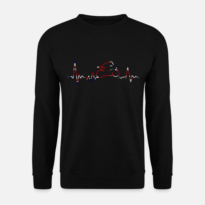 Heartbeat Motorcycle Union Jack ECG pulse - Unisex Sweatshirt - black