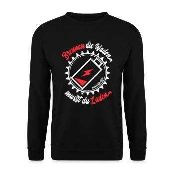 E Bike lustiger Humor Spruch E-Bike EBike - Unisex Pullover - Schwarz - Vorne - Alina (178cm) & Michal (187cm)