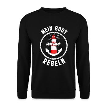 Mein Boot meine Regeln Kapitän Captain Anker - Unisex Pullover - Schwarz - Vorne - Alina (178cm) & Michal (187cm)