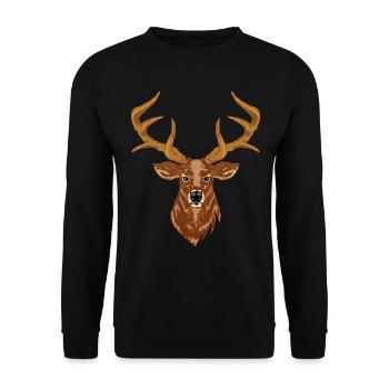 Deer head deer antler stag hunter hunting trophy - Unisex Sweatshirt - black - Front - Alina (178cm) & Michal (187cm)