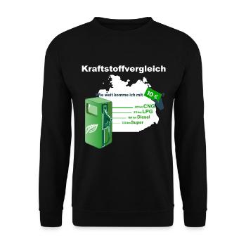 Kraftstoffvergleich - Unisex Pullover - Schwarz - Vorne - Alina (178cm) & Michal (187cm)