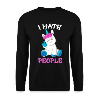 Unicorn I hate people stinky fingers - Unisex Sweatshirt - black - Front - Alina (178cm) & Michal (187cm)