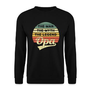 Opa Vintage Mann Mythos Legende Spruch Retro - Unisex Pullover - Schwarz - Vorne - Alina (178cm) & Michal (187cm)