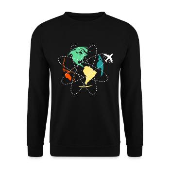 Voyage voyage du monde avion Travelshirt Terre - Sweat-shirt Unisexe - noir - Devant - Alina (178cm) & Michal (187cm)