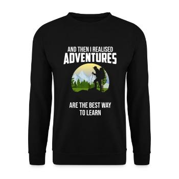 Travel World Tour Airplane Travelshirt Adventure - Unisex Sweatshirt - black - Front - Alina (178cm) & Michal (187cm)