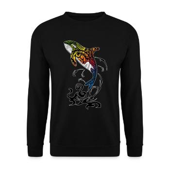 Orques Baleine Tueuse Baleine Tribal Polynésian Tattoo Maori - Sweat-shirt Unisexe - noir - Devant - Alina (178cm) & Michal (187cm)