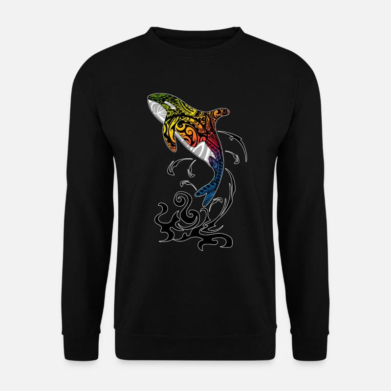Orca Killerwal Wal Tribal Polynesian Tattoo Maori - Unisex Pullover - Schwarz