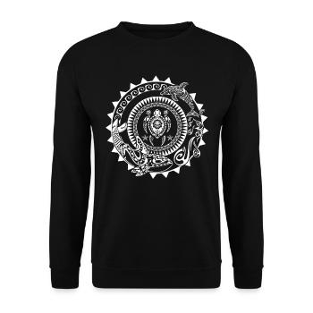 Maori Tattoo Turtle Dolphin Whale - Unisex Sweatshirt - black - Front - Alina (178cm) & Michal (187cm)