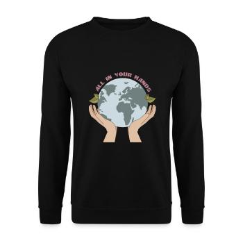 Save the Earth Planet gift idea - Unisex Sweatshirt - black - Front - Alina (178cm) & Michal (187cm)