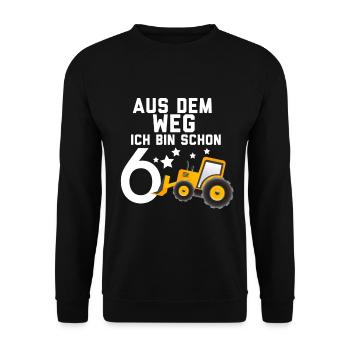 Aus dem Weg Ich bin 6 Jahre Geburtstag Geschenk - Unisex Pullover - Schwarz - Vorne - Alina (178cm) & Michal (187cm)