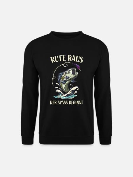 Rute Raus der Spass beginnt Angeln Fischen - Unisex Pullover - Schwarz