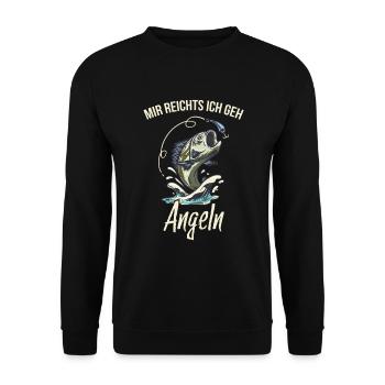 Mir reichts ich geh Angeln Fischen Angler T-Shirt - Unisex Pullover - Schwarz - Vorne - Alina (178cm) & Michal (187cm)