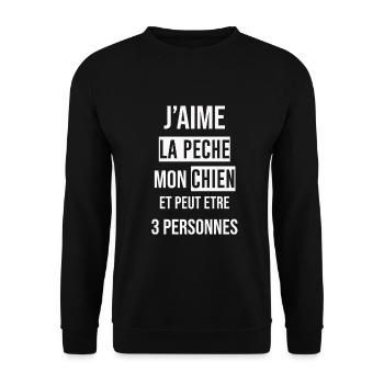 J'aime la pêche et mon chien - Sweat-shirt Unisexe - noir - Devant - Alina (178cm) & Michal (187cm)