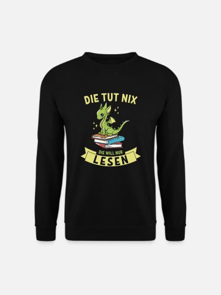 Die tut nix, die will nur lesen - Book Dragon - Unisex Pullover - Schwarz