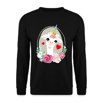 Lamacorn llama unicorn gift idea birthday - Unisex Sweatshirt - black - Front - Alina (178cm) & Michal (187cm)