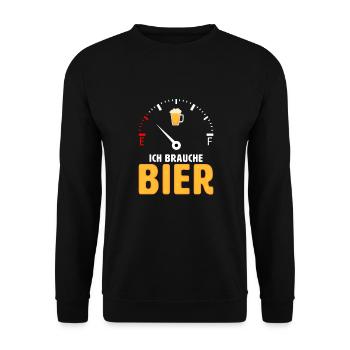 Ich brauche Bier Radler Brauerei Geschenk - Unisex Pullover - Schwarz - Vorne - Alina (178cm) & Michal (187cm)