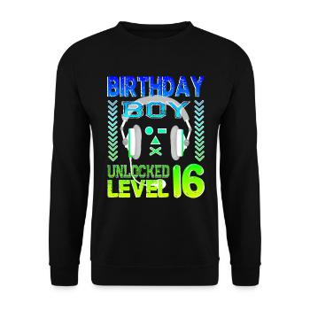 16 anniversaire célébrant les jeux vidéo de joueur drôle - Sweat-shirt Unisexe - noir - Devant - Alina (178cm) & Michal (187cm)