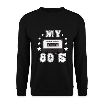 Retro Vintage 80s Gift Idea - Unisex Sweatshirt - black - Front - Alina (178cm) & Michal (187cm)