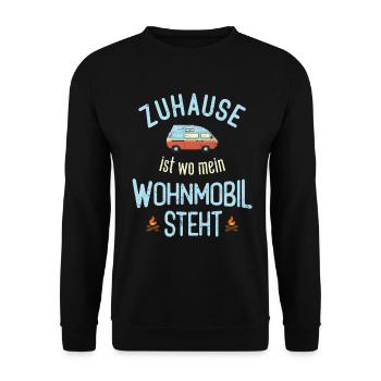 Wohnwagen/Wohnmobil Zuhause Ist Wo Mein Wohnmobil - Unisex Pullover - Schwarz - Vorne - Alina (178cm) & Michal (187cm)