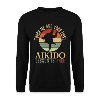 Aikido - Unisex Sweatshirt - black - Front - Alina (178cm) & Michal (187cm)
