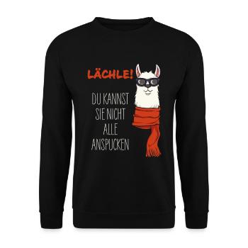 Alpaka - Lächle! du kannst sie nicht alle töten - Unisex Pullover - Schwarz - Vorne - Alina (178cm) & Michal (187cm)