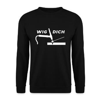 WIG DICH - WIG schweißen WIG Schweißer Schlosser - Unisex Pullover - Schwarz - Vorne - Alina (178cm) & Michal (187cm)