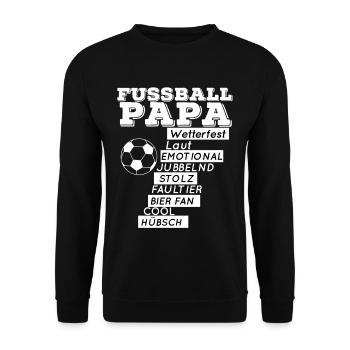 Fußball PAPA GESCHENKIDEE GEBURTSTAG - Unisex Pullover - Schwarz - Vorne - Alina (178cm) & Michal (187cm)