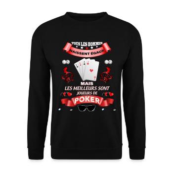Meilleur joueur de poker cadeau homme - Sweat-shirt Unisexe - noir - Devant - Alina (178cm) & Michal (187cm)