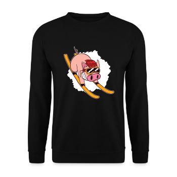 Piste boom - skiing - snowboarding - apres ski - Unisex Sweatshirt - black - Front - Alina (178cm) & Michal (187cm)