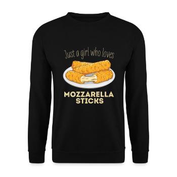 juste une fille qui aime les bâtons de mozzarella - Sweat-shirt Unisexe - noir - Devant - Alina (178cm) & Michal (187cm)