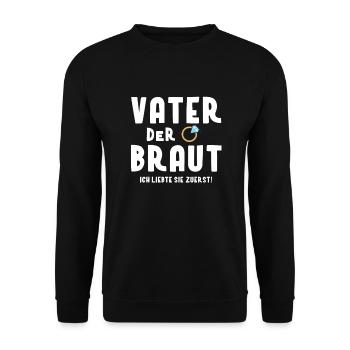Vater der Braut Hochzeit Torte Geschenkidee - Unisex Pullover - Schwarz - Vorne - Alina (178cm) & Michal (187cm)
